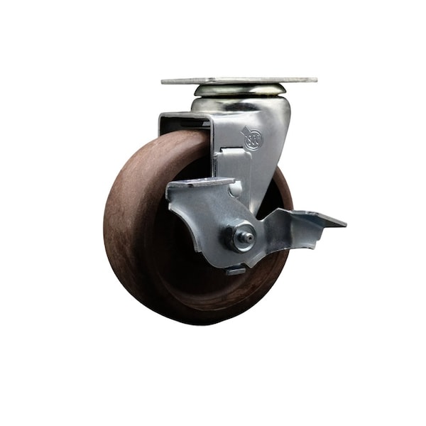 5'' High Temp Glass Filled Nylon Swivel Caster with Bronze Bearing and Brake